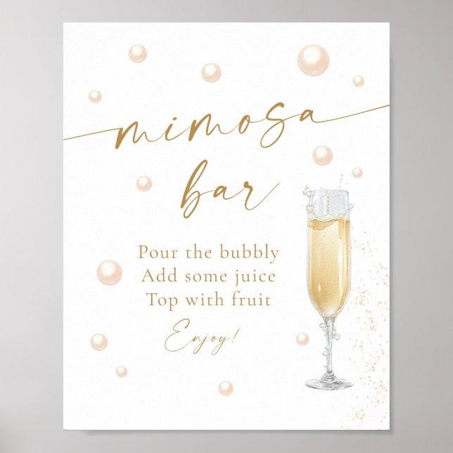 Affiche Bar à Mimosa Mariage Perles et Prosecco (Devant)