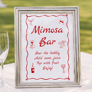 Affiche Bar à Mimosa Mariage Vague C'est l'Amour