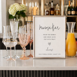Affiche Bar à mimosa minimaliste noir et blanc sous la dou