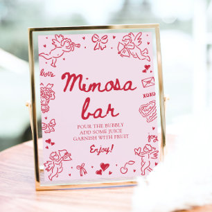 Affiche Bar à Mimosa Moderne Saint-Valentin Dessiné à la M