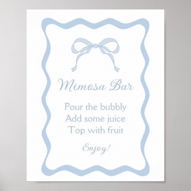 Affiche Bar à Mimosa pour la fête prénuptiale de Blue Bow  (Devant)