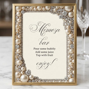 Affiche Bar à Mimosa pour la Mariée Perles