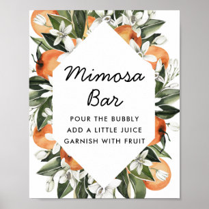 Affiche Bar à Mimosa pour Mariage avec des Agrumes