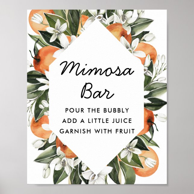 Affiche Bar à Mimosa pour Mariage avec des Agrumes (Devant)