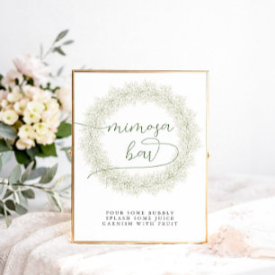 Affiche Bar à Mimosa pour Mariage avec Fleurs Blanches Cla