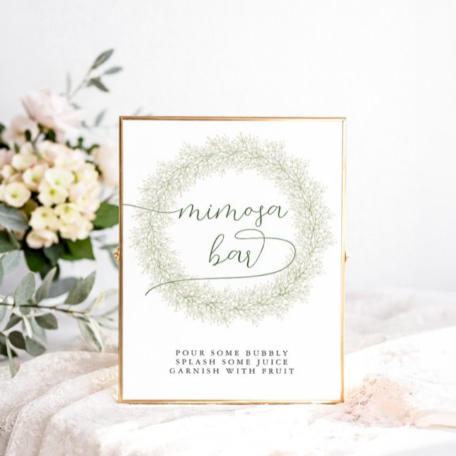 Affiche Bar à Mimosa pour Mariage avec Fleurs Blanches Cla (Créateur téléchargé)