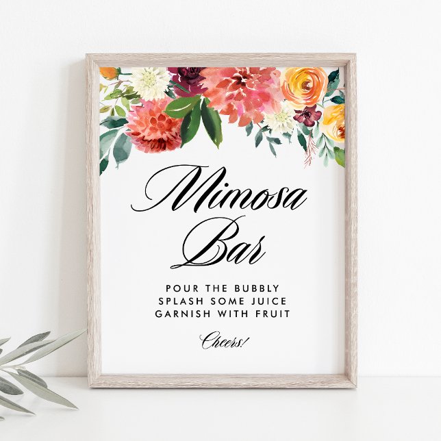 Affiche Bar à Mimosa pour Mariage Champêtre d'Automne (Créateur téléchargé)