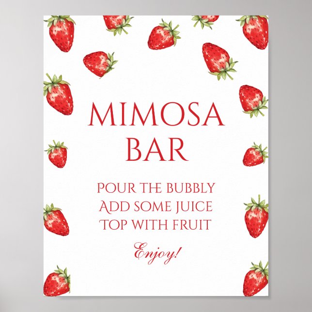 Affiche Bar à Mimosa pour Mariage de Fraises  (Devant)