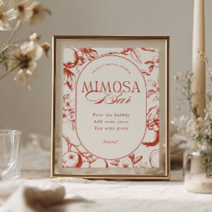 Affiche Bar à Mimosa pour Mariage Parfait avec une Pomme