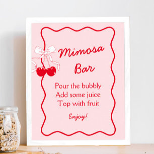 Affiche Bar à Mimosa pour une Baby Shower avec des Nœuds R