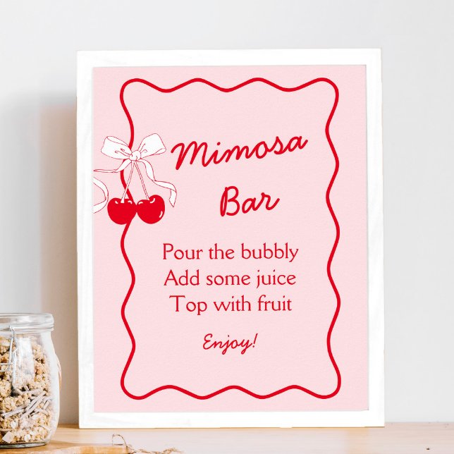 Affiche Bar à Mimosa pour une Baby Shower avec des Nœuds R (Créateur téléchargé)