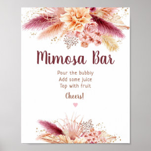Affiche Bar à Mimosa pour une Baby Shower Bohème avec de l