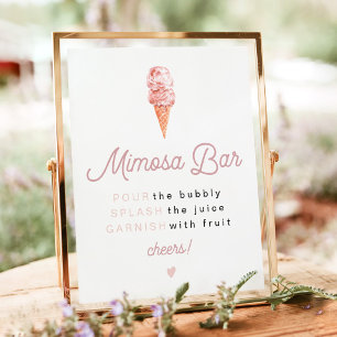 Affiche Bar à Mimosa pour une Baby Shower CLARA Retro Glac