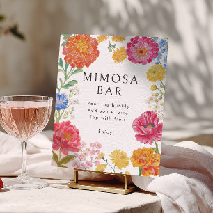 Affiche Bar à Mimosa pour une Baby Shower de Jardin Floral