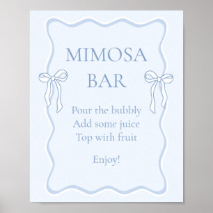 Affiche Bar à Mimosa pour une Baby Shower Ruban Bleu