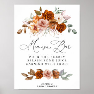 Affiche Bar à Mimosa pour une Baby Shower Terracotta Orang