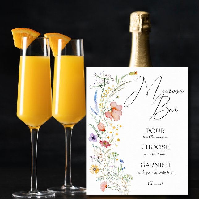 Affiche Bar à Mimosa pour une fête de mariage avec des fle (Créateur téléchargé)