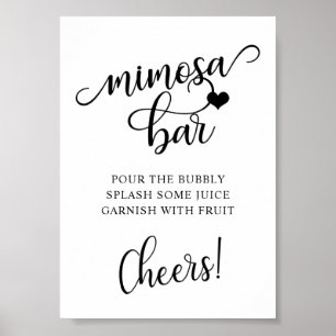 Affiche Bar à MIMOSA pour une fête de mariage moderne noir