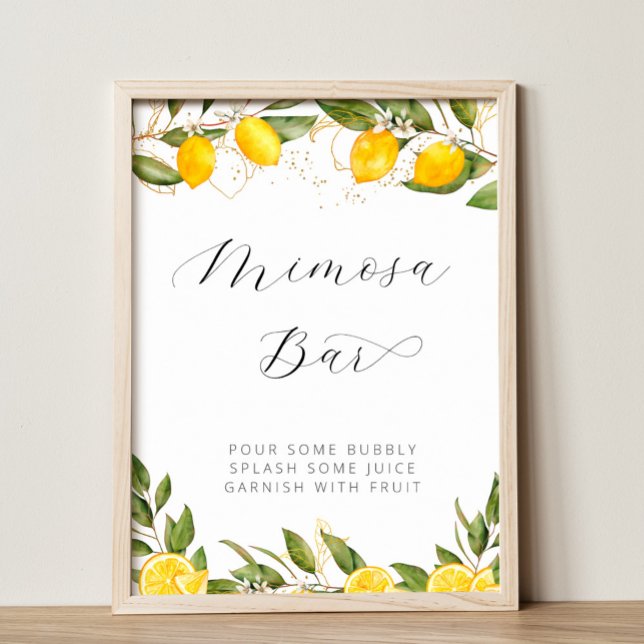 Affiche Bar à Mimosa pour une Mariée au Citron de l'Été Lu (Créateur téléchargé)