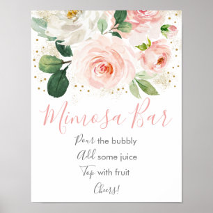 Affiche Bar à Mimosa pour une Mariée avec Thème Rose Pâle 