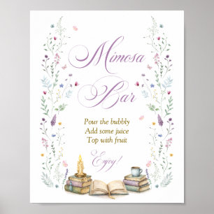 Affiche Bar à Mimosa pour une Mariée Thème Livre
