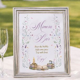 Affiche Bar à Mimosa pour une Mariée Thème Livre