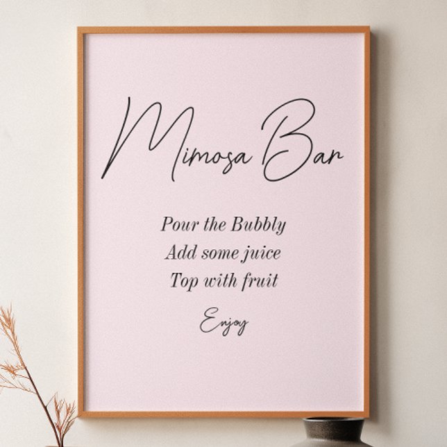 Affiche Bar à Mimosa Rose Fête de Mariage  (Créateur téléchargé)