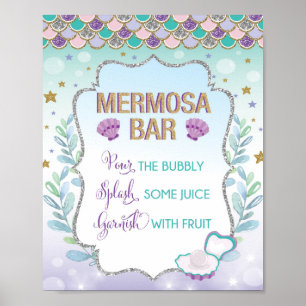 Affiche Bar à Mimosa Sirène Mermosa Enseigne Sous la Mer