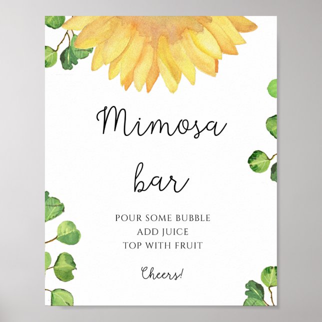 Affiche Bar à mimosa tournesol aquarelle  (Devant)