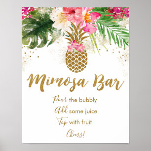 Affiche Bar à Mimosa Tropical Floral pour Mariage