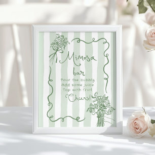 Affiche Bar à mimosa Vert sauge Réception de mariage fanta