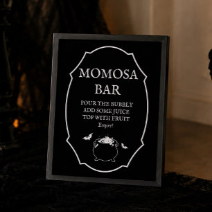 Affiche Bar à Mimosas Fête de Bébé Gothique Halloween Momo