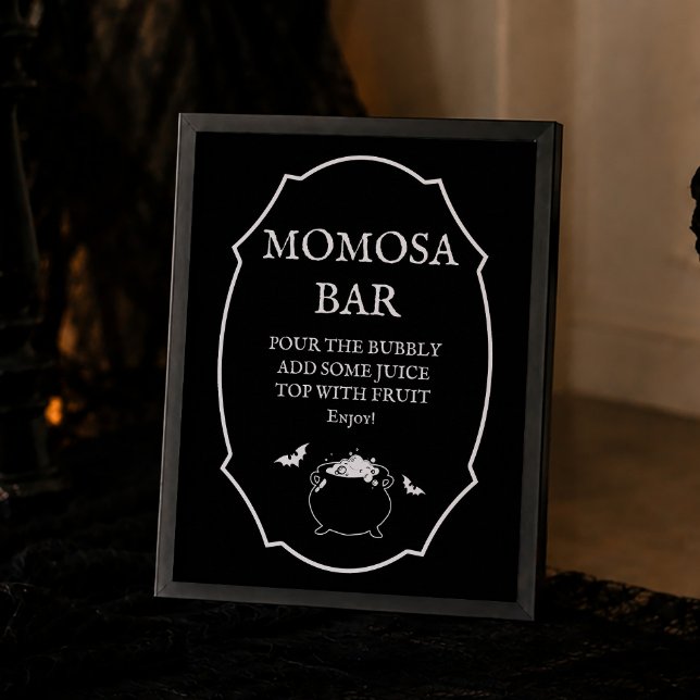 Affiche Bar à Mimosas Fête de Bébé Gothique Halloween Momo (Créateur téléchargé)