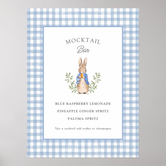Affiche Bar à Mocktail Baby Shower Lapin de Conte de Fées  (Devant)