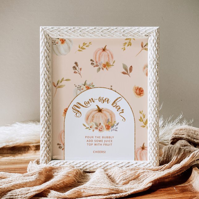 Affiche Bar à mom-osa à la citrouille orange feuille d'or  (Créateur téléchargé)