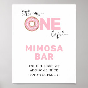 Affiche Bar à Mom-osa pour 1er anniversaire rose