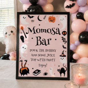 Affiche Bar à Momosa Fête Prénatale Halloween Bébé Orange