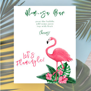 Affiche Bar à Momosa pour baby shower Flamingo