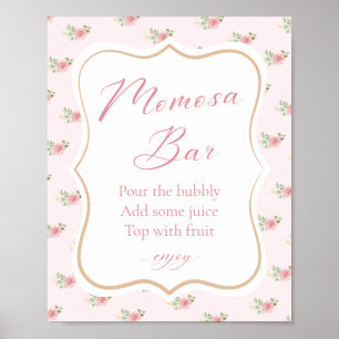 Affiche Bar à Momosa pour Baby Shower Tea Party