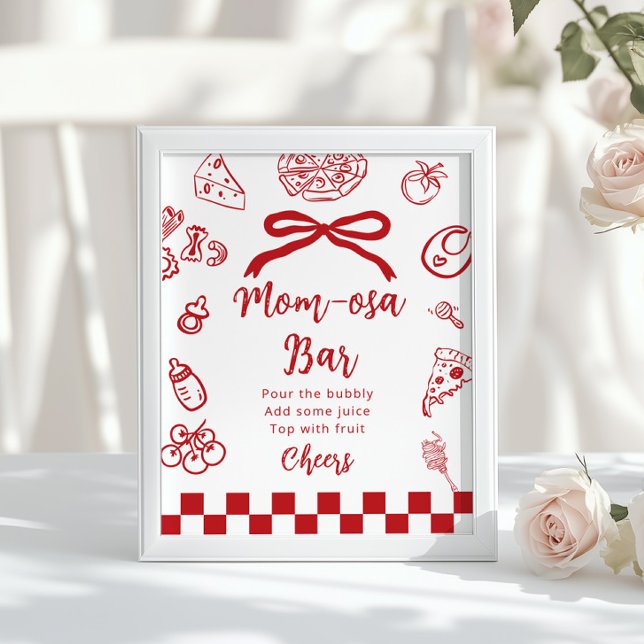 Affiche Bar à momosa Whimsical Bow Pizza Italien (Créateur téléchargé)