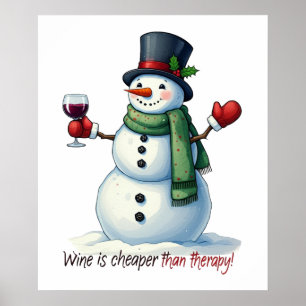 Affiche bar à neige de Noël à boire du vin de fête