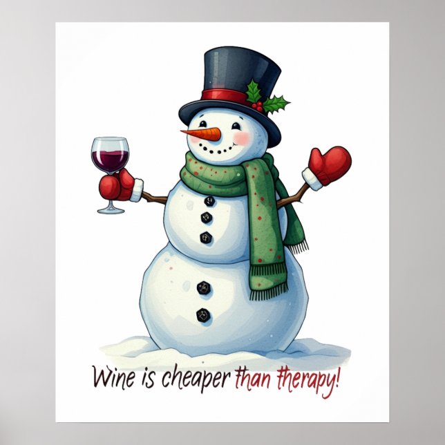 Affiche bar à neige de Noël à boire du vin de fête (Devant)