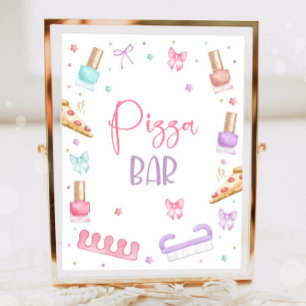 Affiche Bar à pizza Fête Mani-Pedi Manucure Pédicure Fille