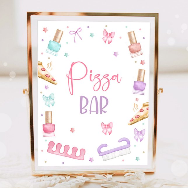 Affiche Bar à pizza Fête Mani-Pedi Manucure Pédicure Fille (Créateur téléchargé)