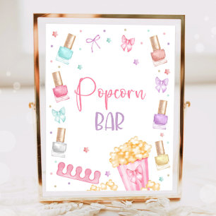 Affiche Bar à popcorn Fête Manucure-Pédicure Fille