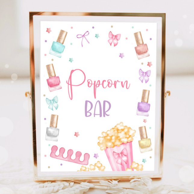 Affiche Bar à popcorn Fête Manucure-Pédicure Fille (Créateur téléchargé)