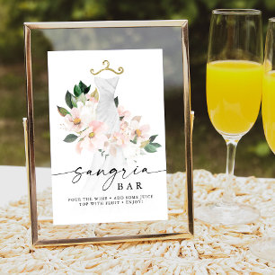 Affiche Bar à Sangria Élégant Rose Floral pour une Fête de