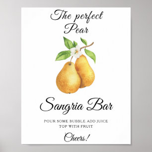 Affiche Bar à sangria pour mariage thème aquarelle et poir