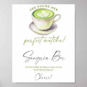 Affiche Bar à sangria pour une douche de mariée au thé mat