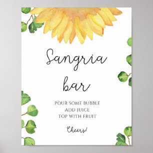 Affiche Bar à sangria tournesol aquarelle 